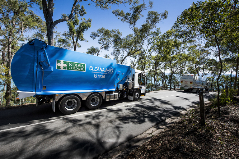 Noosa  council and  cleanaway photography showing  cleanaway refuge collection, cleanaway truck noosa  national park 